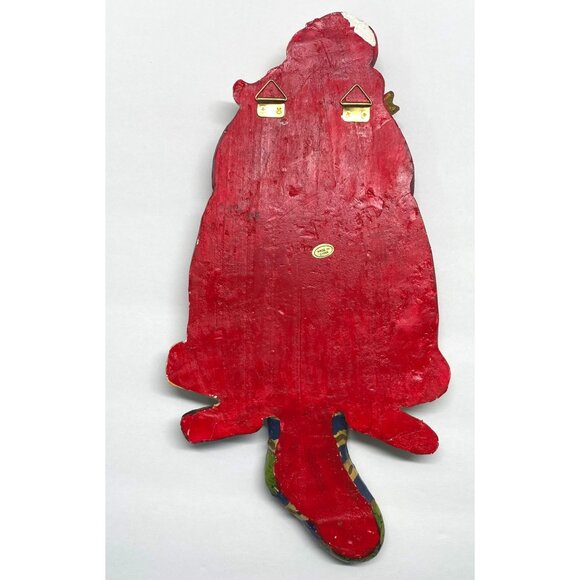 Vintage Santa Claus Christmas Wall Hanging Holding Joy Stocking 13 Inch - Picture 2 of 9